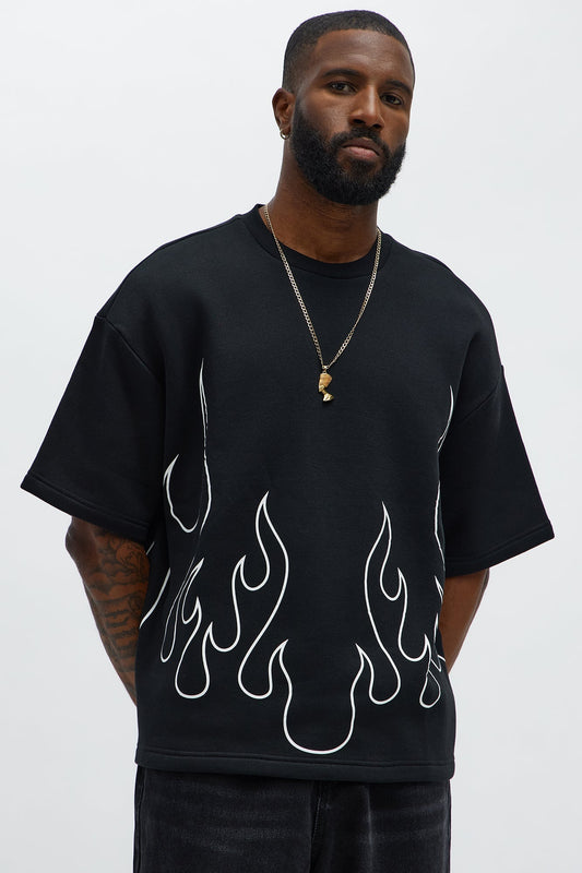 Tyson Oversized Chase Flame Short Sleeve Tee - Black/combo - image 1