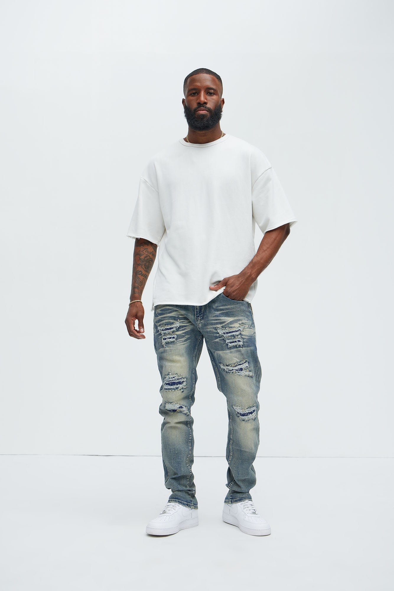 Come My Way Ripped Stacked Skinny Jeans - Dark Wash - image 2