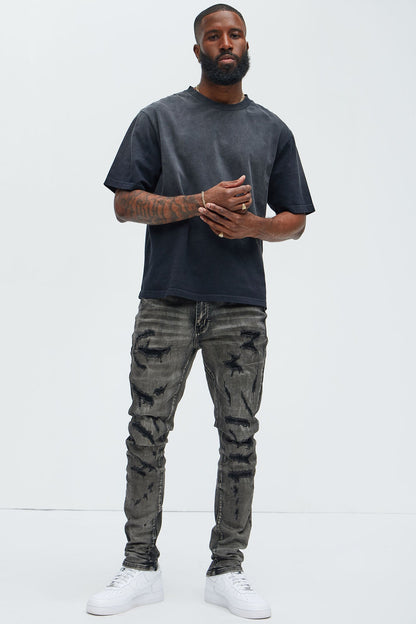 Put You On Spray Painted Stacked Skinny Jeans - Black - image 2