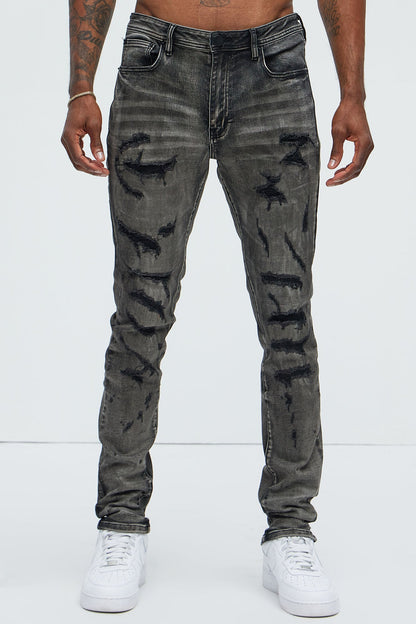 Put You On Spray Painted Stacked Skinny Jeans - Black - image 4