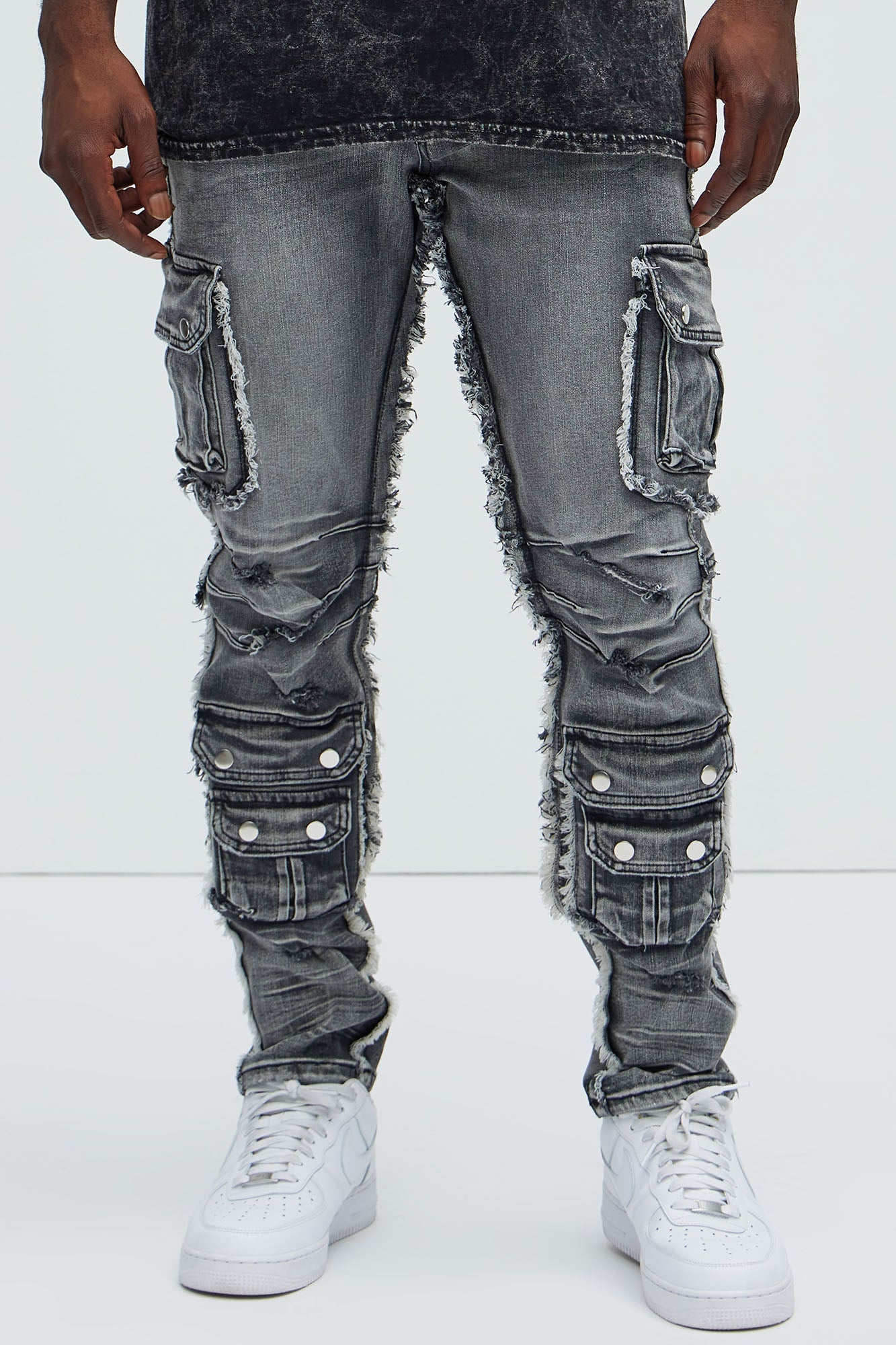 Risky Business Slim Cargo Jeans - Black Wash - image 1