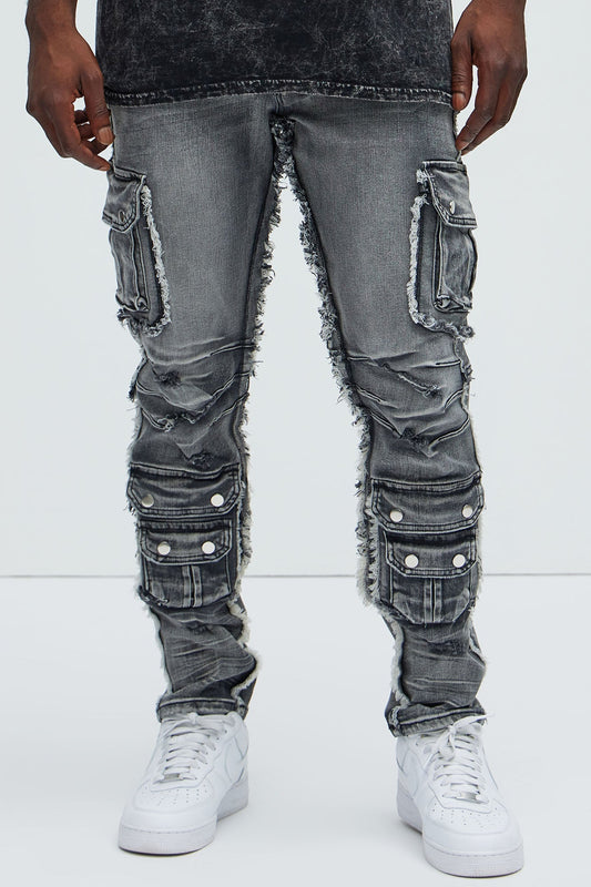 Risky Business Slim Cargo Jeans - Black Wash - image 1