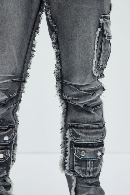 Risky Business Slim Cargo Jeans - Black Wash - image 3