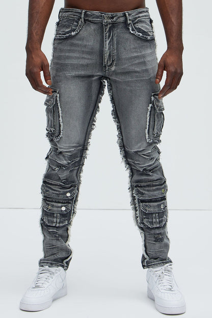 Risky Business Slim Cargo Jeans - Black Wash - image 4