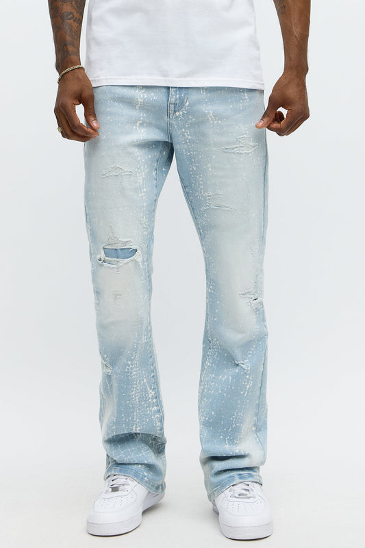 Stacked Skinny Flare Bleach Croc Jean - Light Wash - image 1
