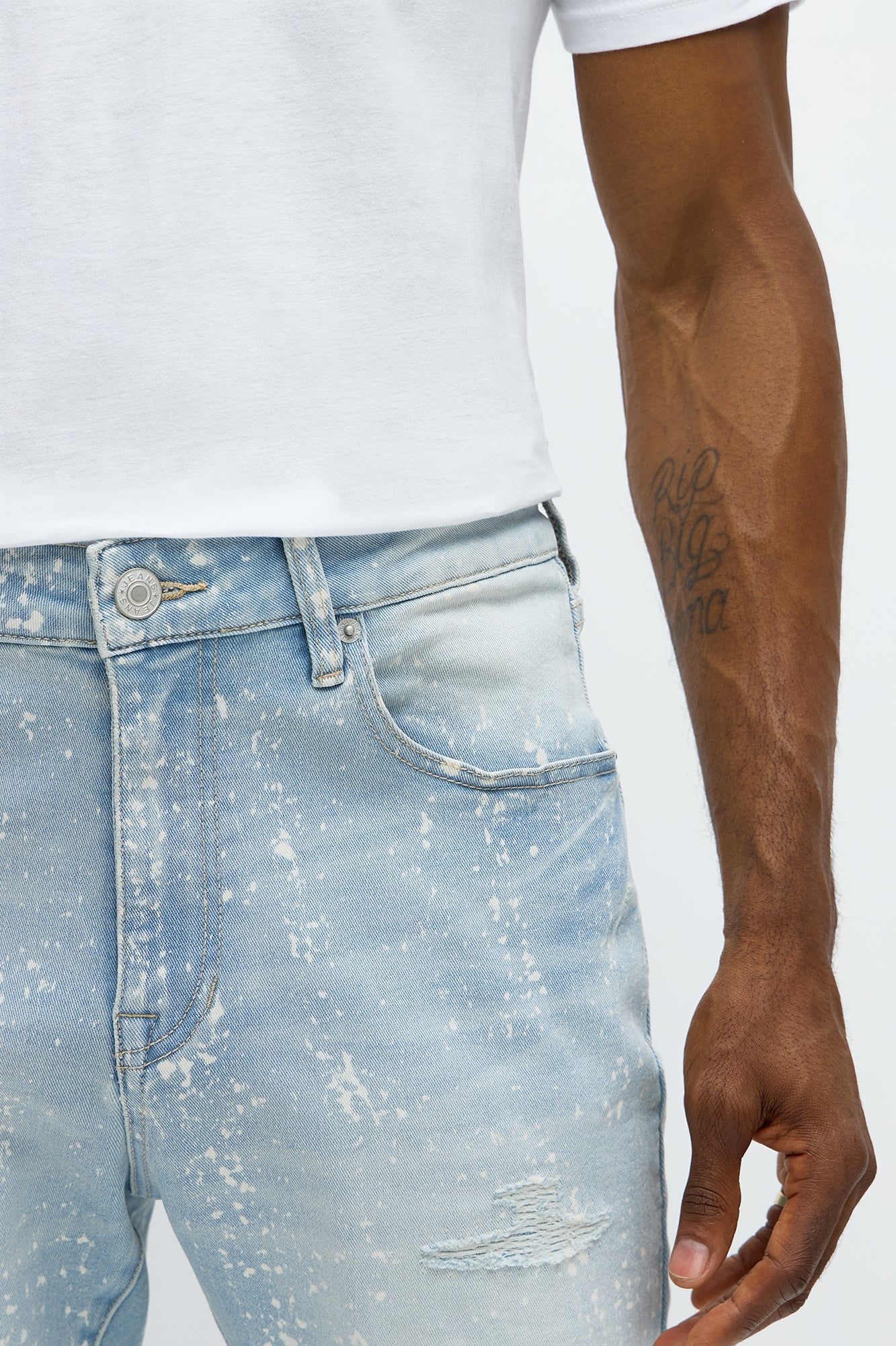 Stacked Skinny Flare Bleach Croc Jean - Light Wash - image 4