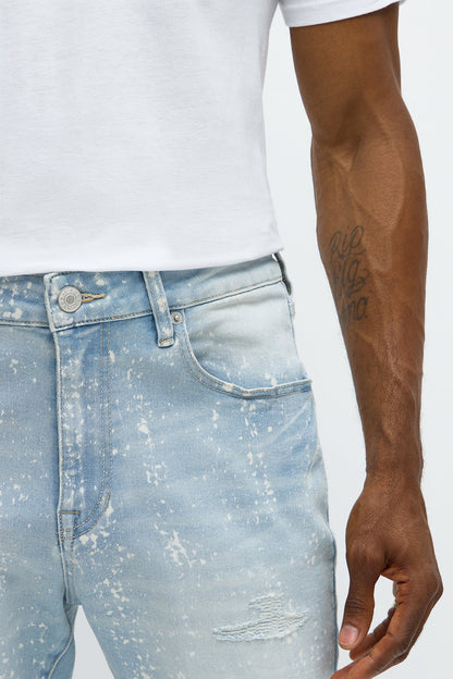Stacked Skinny Flare Bleach Croc Jean - Light Wash - image 4