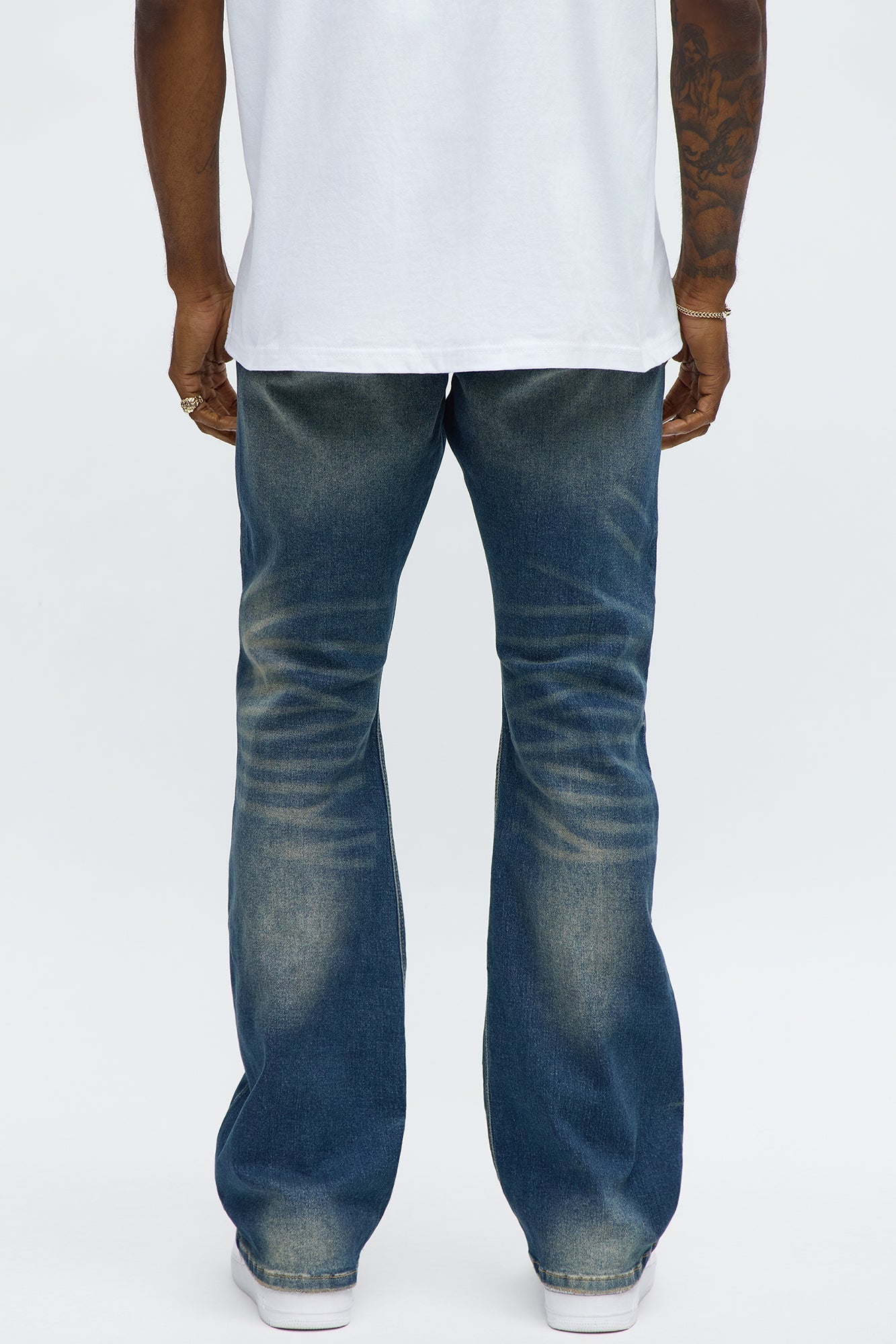 Stacked Skinny Flare Be Brave Be Fearless Embridered Jean - Dark Wash - image 3