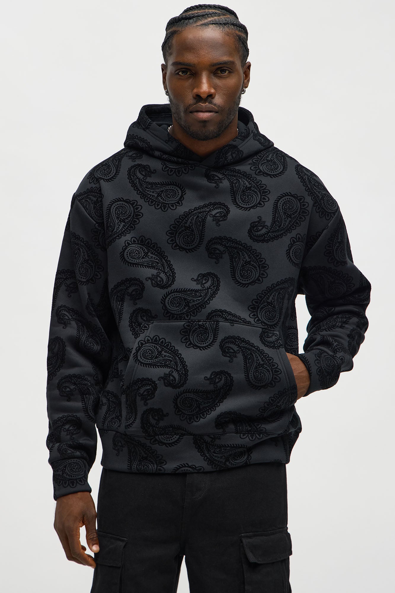 Paisley Flock Hoodie - Black - image 1