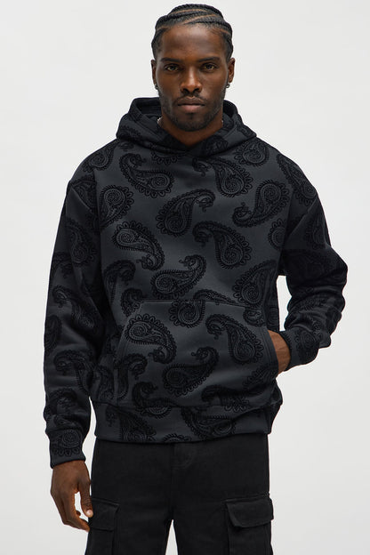Paisley Flock Hoodie - Black - image 1