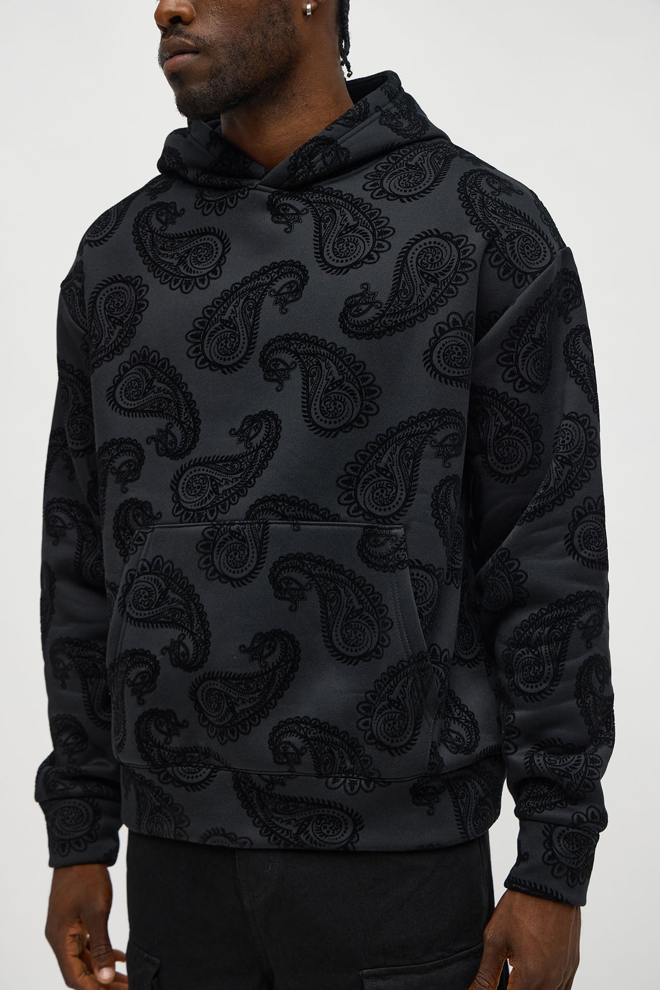 Paisley Flock Hoodie - Black - image 3