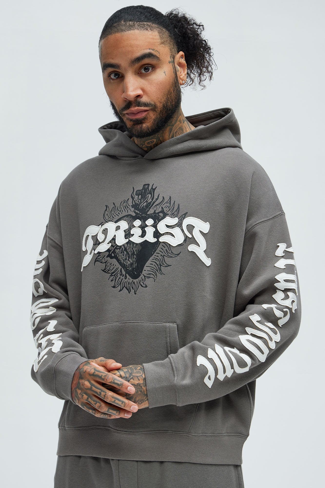 Tyson Trust Issues Oversized Hoodie - Grey - image 1