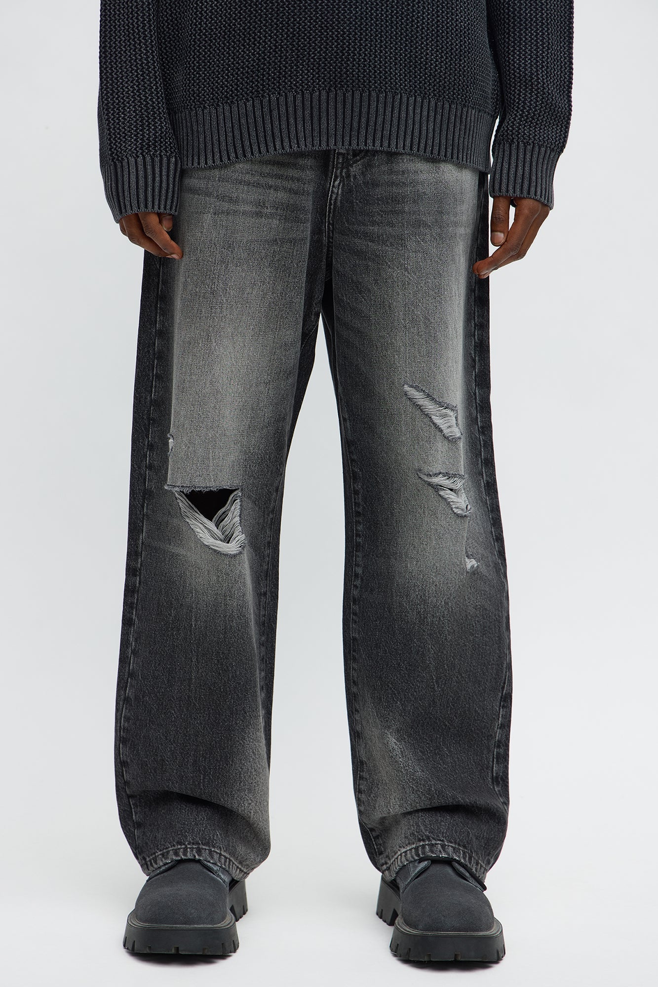 Baggy Phantom Distressed Jean - Black Wash - image 1