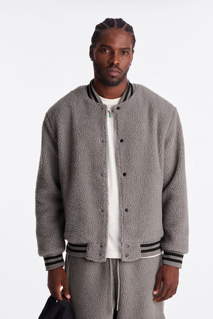 Teddy Varsity Sherpa Jacket - Grey - image 1
