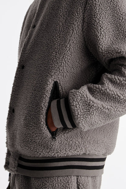 Teddy Varsity Sherpa Jacket - Grey - image 4
