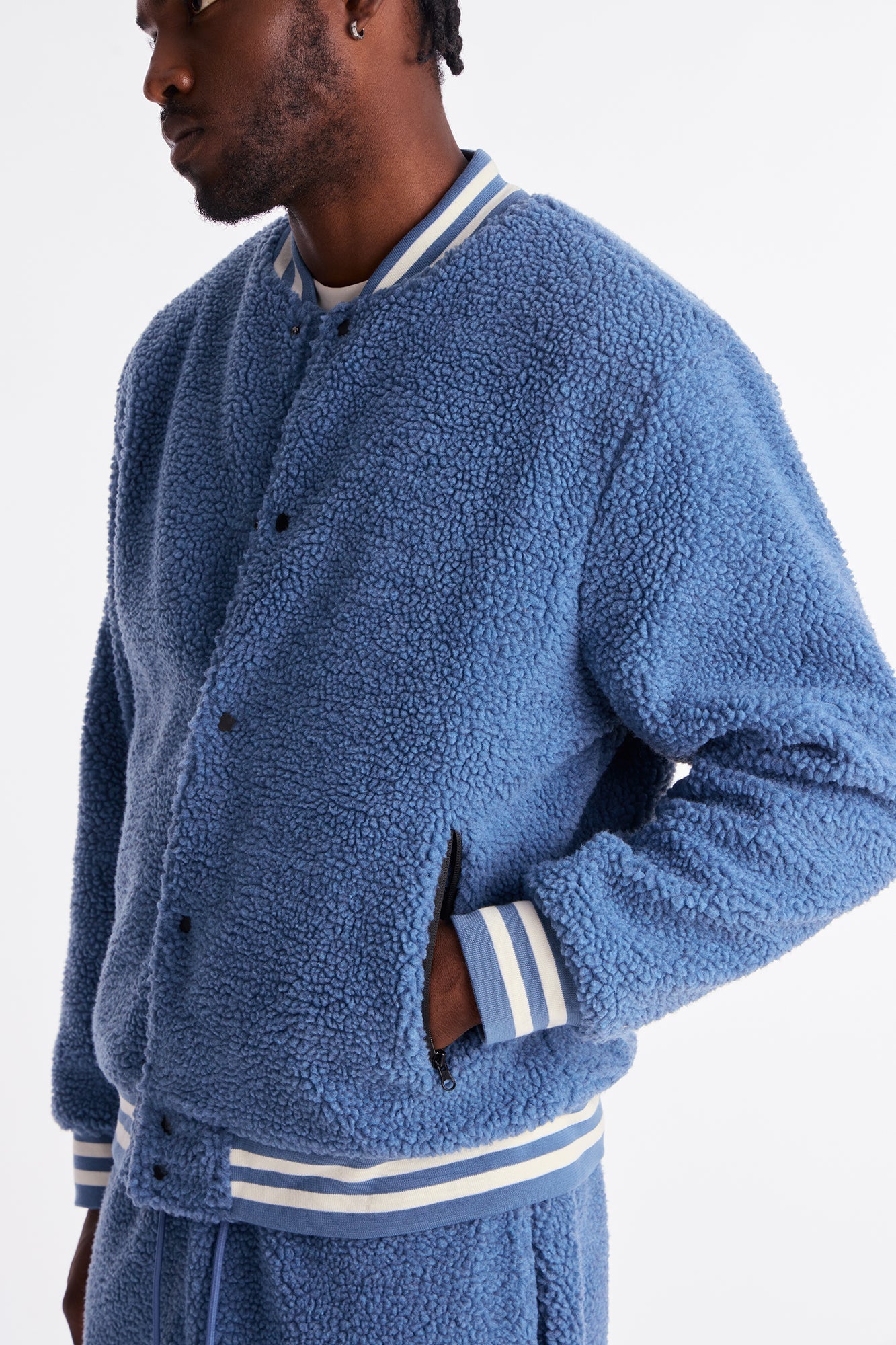 Teddy Varsity Sherpa Jacket - Light Blue - image 3
