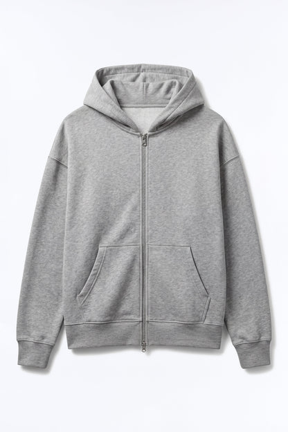 Tyson Oversized Heavyweight Zip Up - Heather Grey - image 2