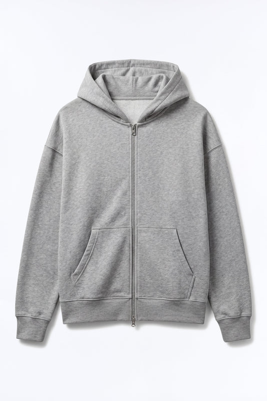 Tyson Oversized Heavyweight Zip Up - Heather Grey - image 2