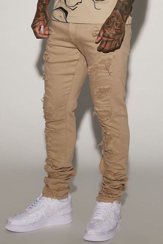 High Key Stacked Skinny Jeans - Taupe - image 1