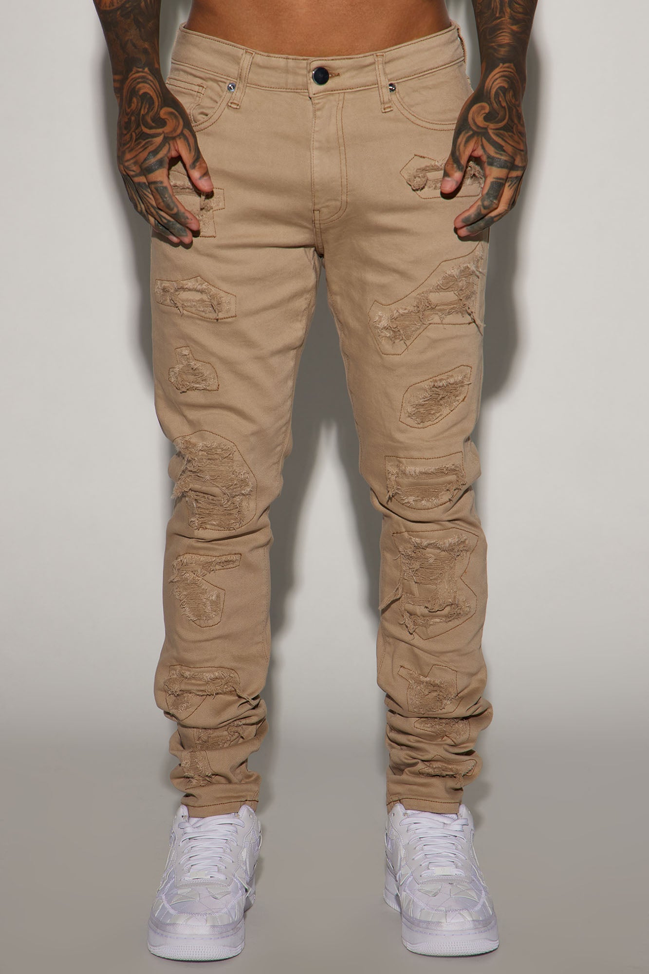High Key Stacked Skinny Jeans - Taupe - image 3