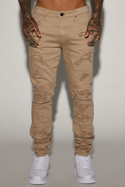 High Key Stacked Skinny Jeans - Taupe - image 3