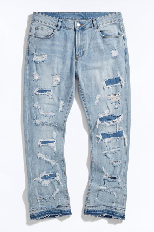 Through It Ripped Skinny Flared Jeans - Vintage Blue Wash - image 2