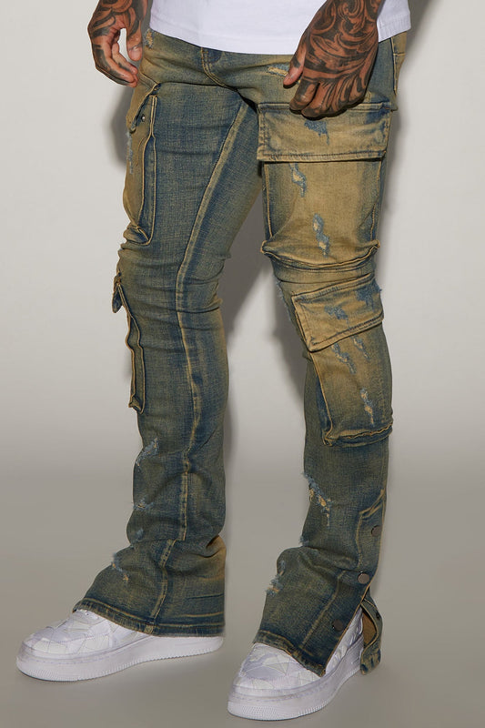On The Set Stacked Skinny Snap Flare Jeans - Vintage Wash - image 1
