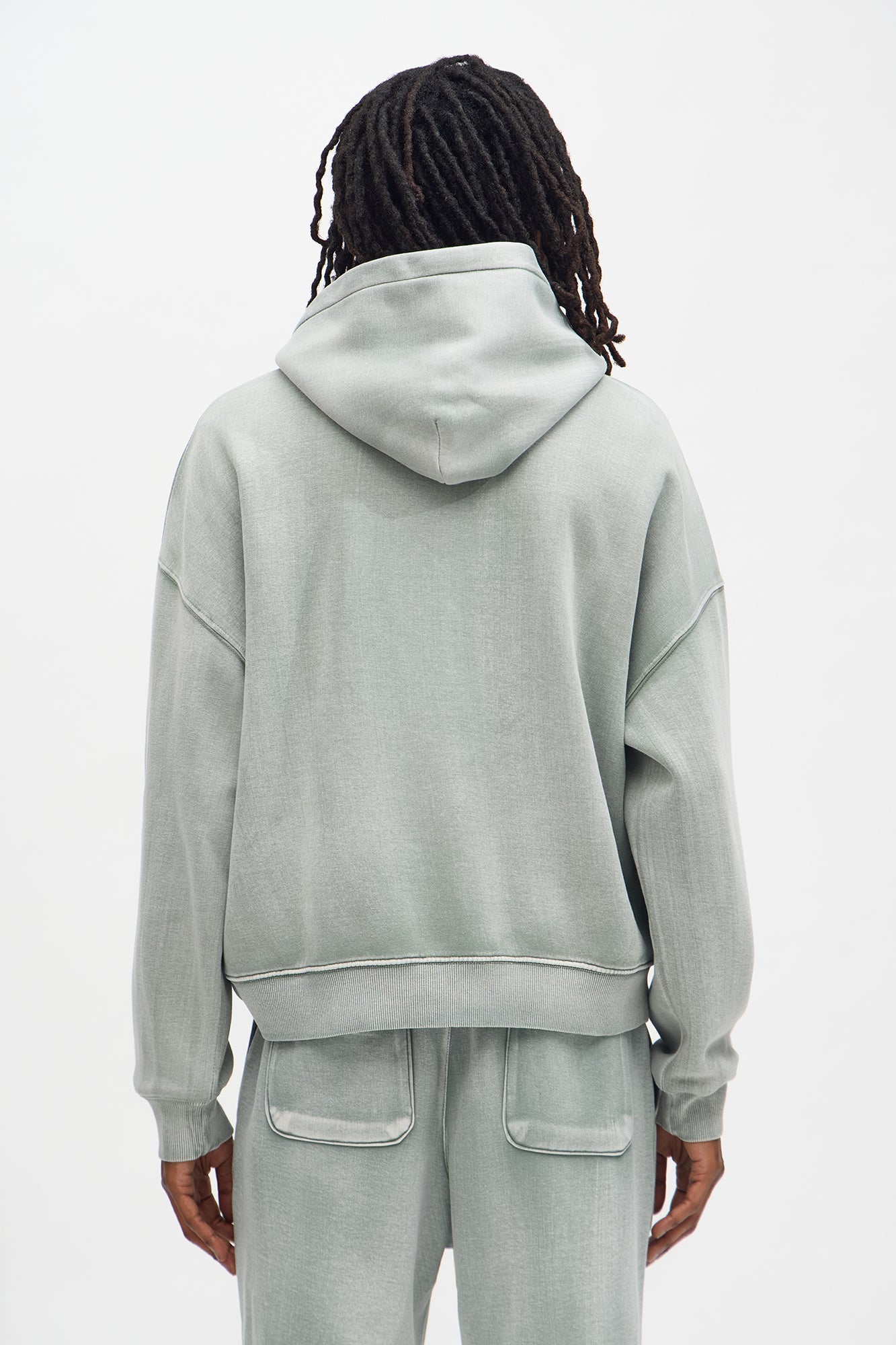Acid Wash Oversized Heavyweight Hoodie - Sage - image 4