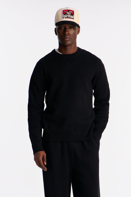 Recline Sweater Knit Crewneck - Black - image 1