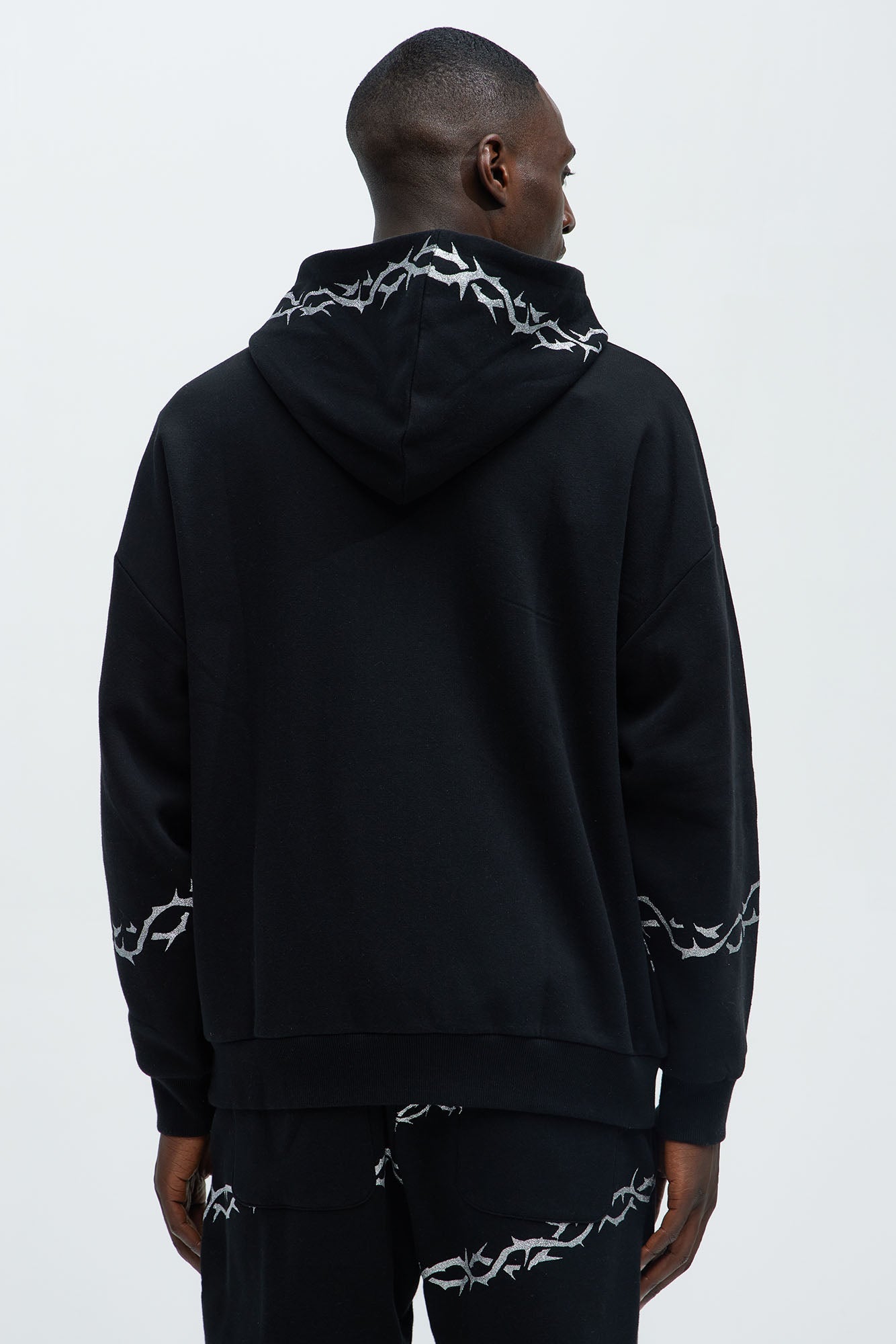 Tyson Barbed Wire Oversized Zip Hoodie - Black - image 4