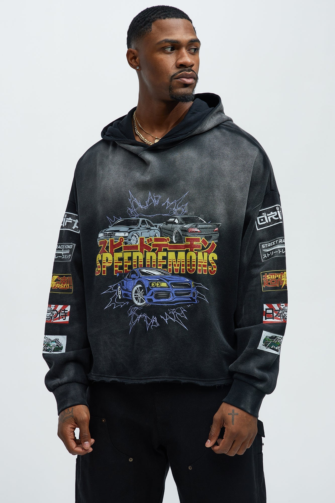 Tyson Speed Demons Boxy Hoodie - Black Wash - image 1