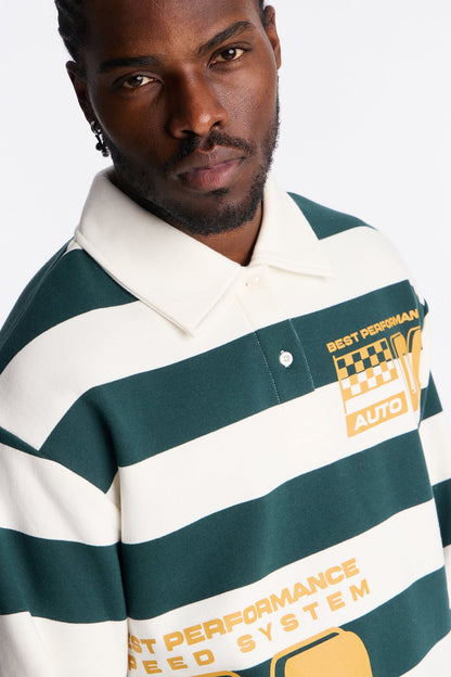 Racing Society Stripe Fleece Polo - Green - image 3