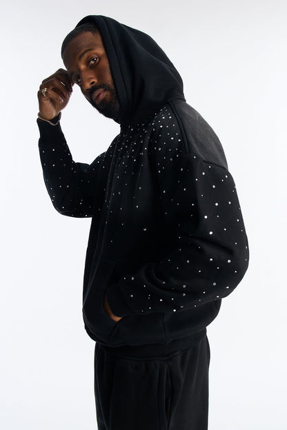 Run Them Rhinestones Oversized Hoodie - Black - image 1