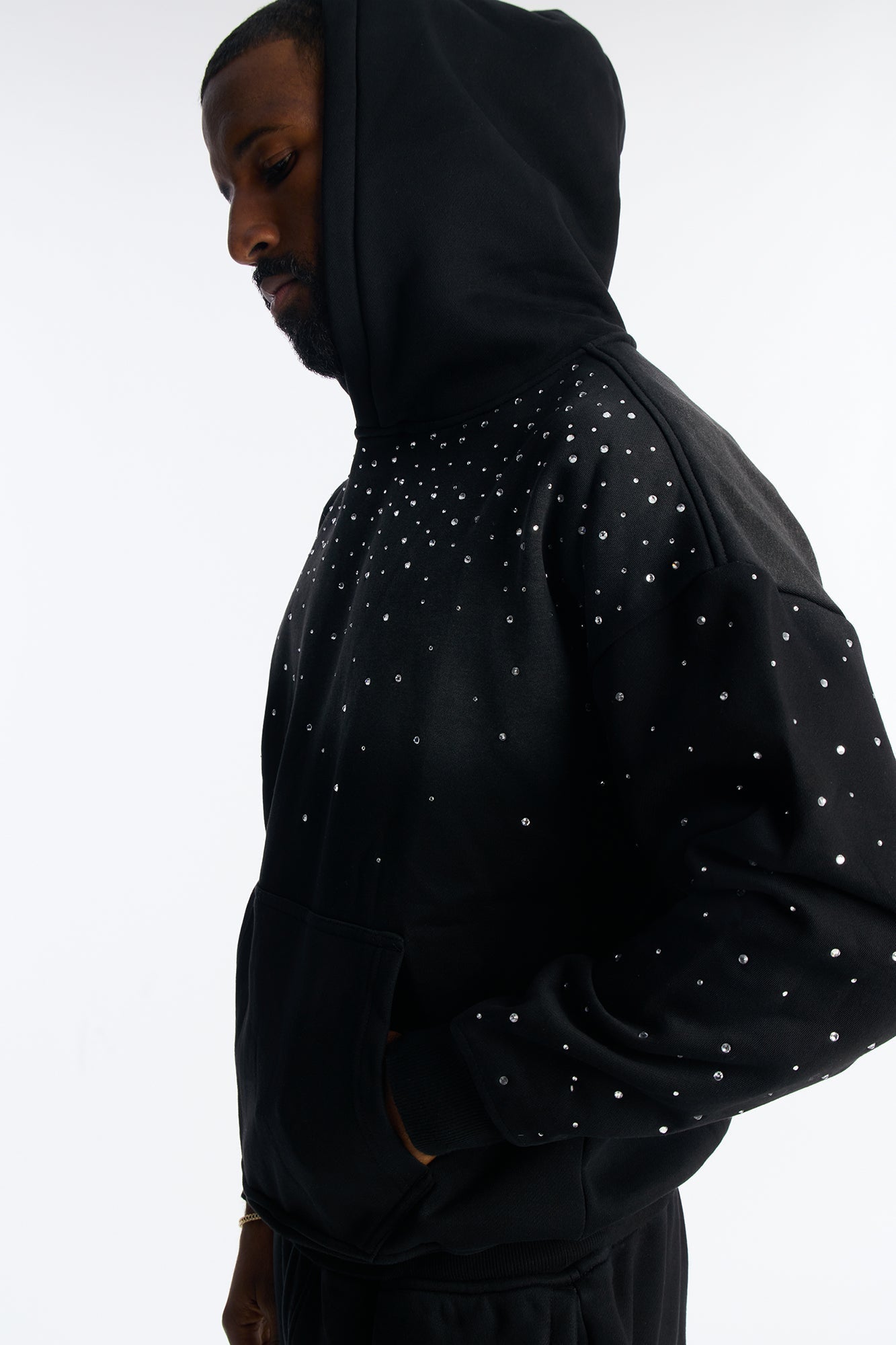 Run Them Rhinestones Oversized Hoodie - Black - image 3