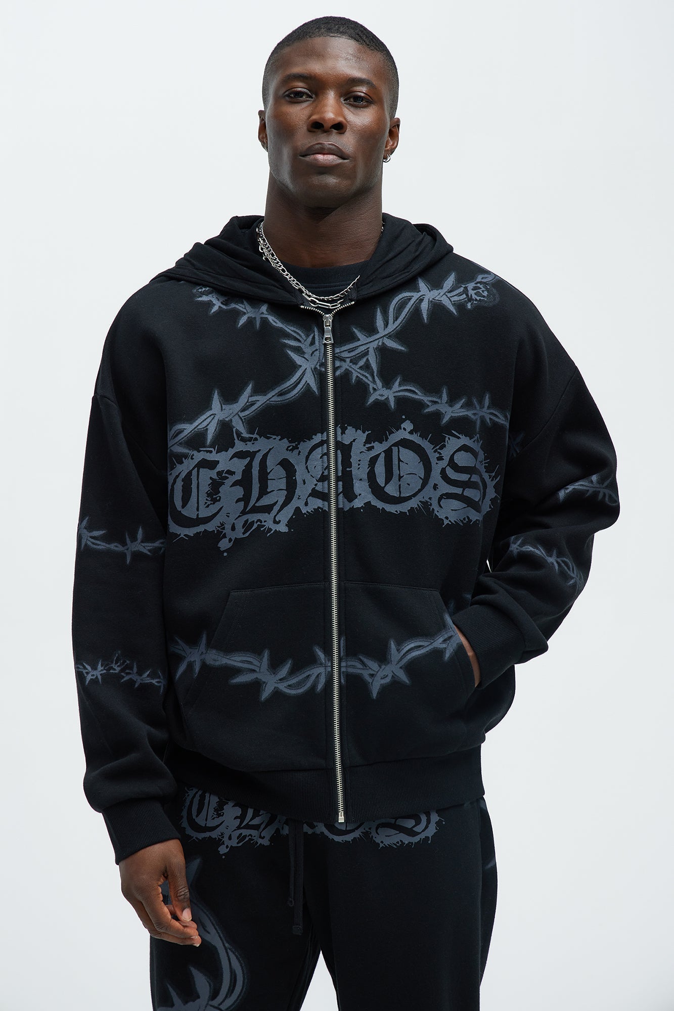 Tyson Chaos Oversized Zip Hoodie - Black - image 3