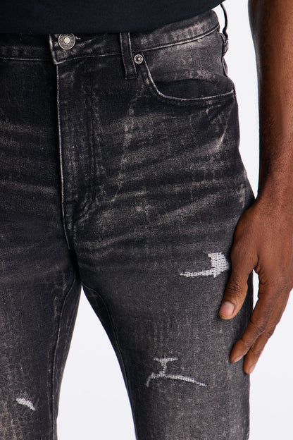 Stacked Skinny Flare Bleach Croc Jean - Black Wash - image 3