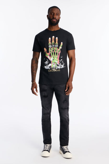 Skinny Distressed Garage Jeans - Black Wash - image 2