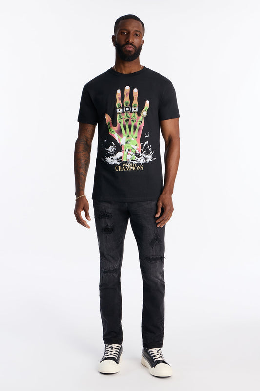 Skinny Distressed Garage Jeans - Black Wash - image 2