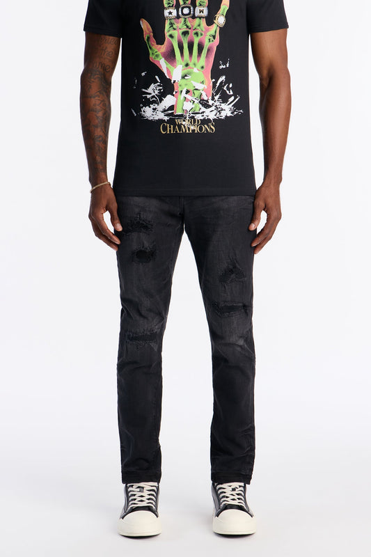 Skinny Distressed Garage Jeans - Black Wash - image 1