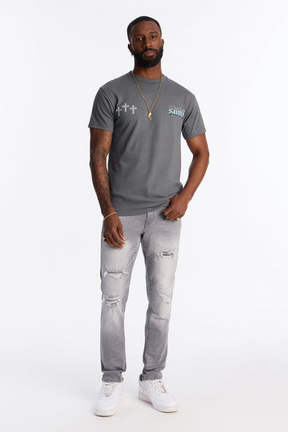 Skinny Distressed Worth It Jeans - Grey - image 2