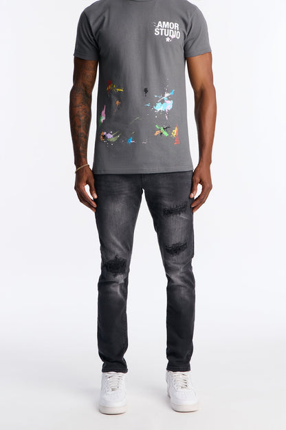 Your Everyday Skinny Distressed Jeans - Black Wash - image 1