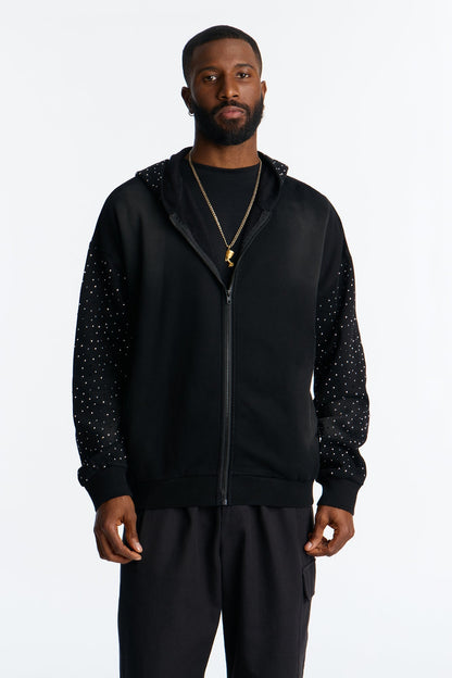 City Code Embellished Zip Up Hoodie - Black - image 1