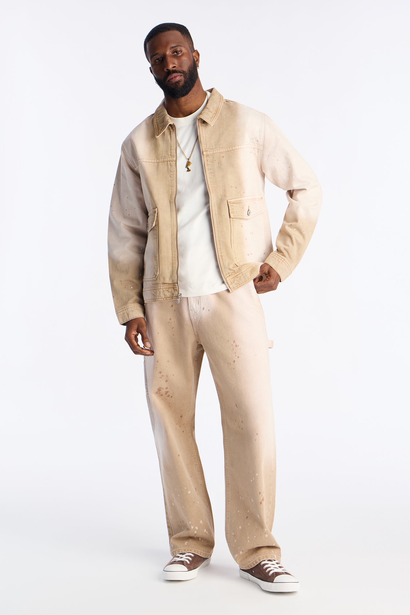 Baggy Spot Stained Jean - Tan - image 2
