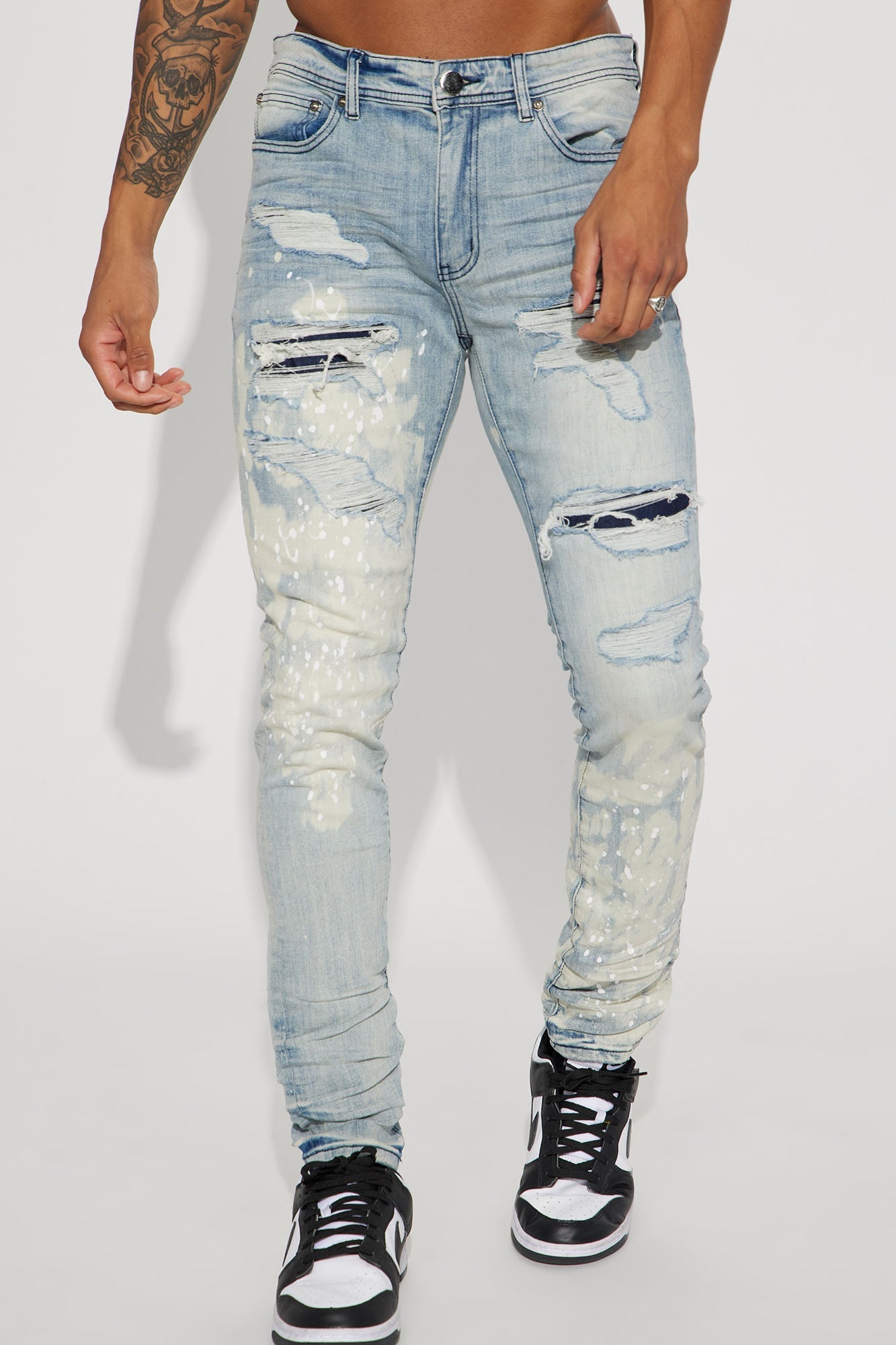 For It Paint Splattered Stacked Skinny Jeans - Light Wash - image 3