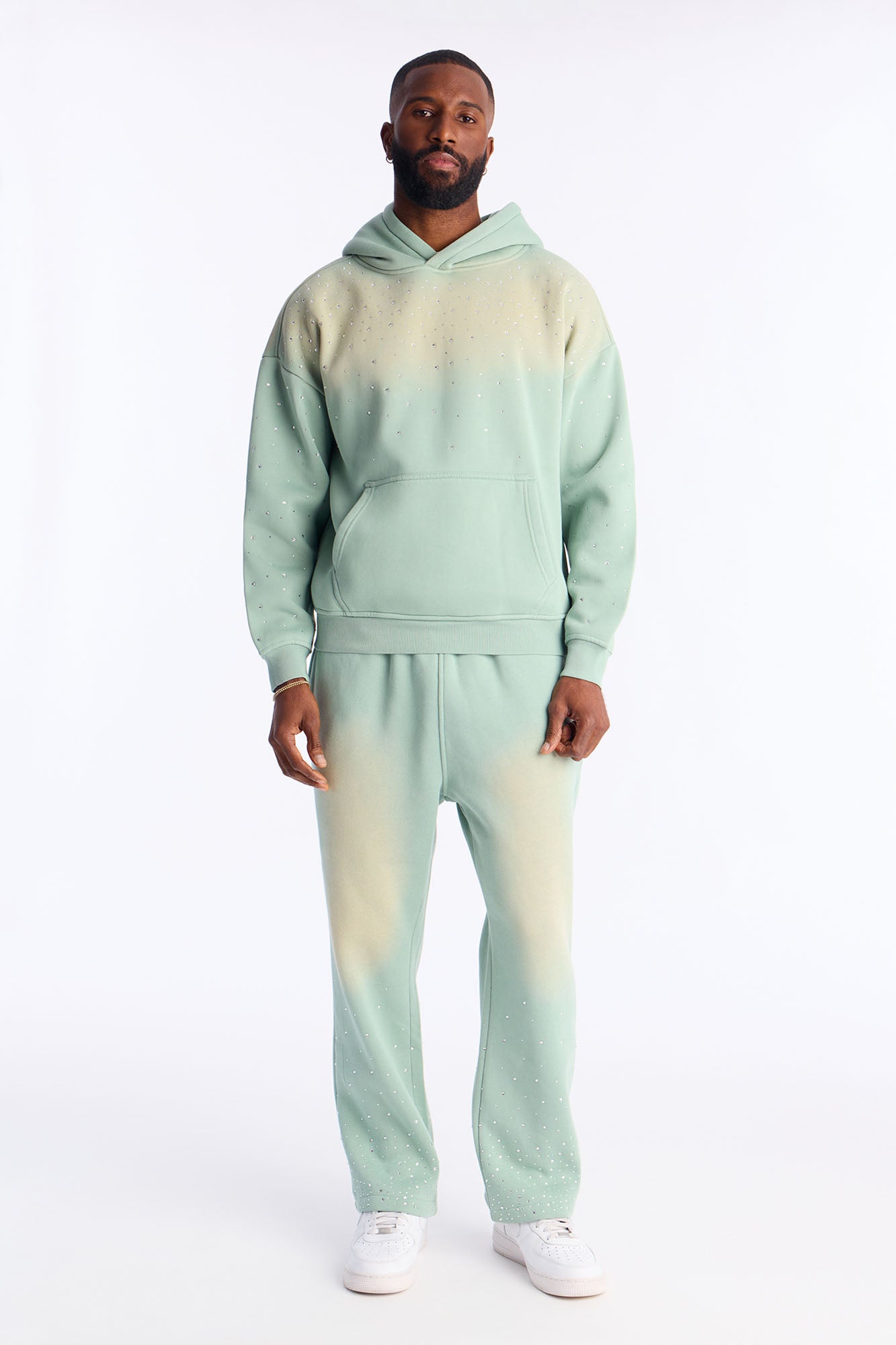 Run Them Rhinestones Oversized Hoodie - Sage - image 2