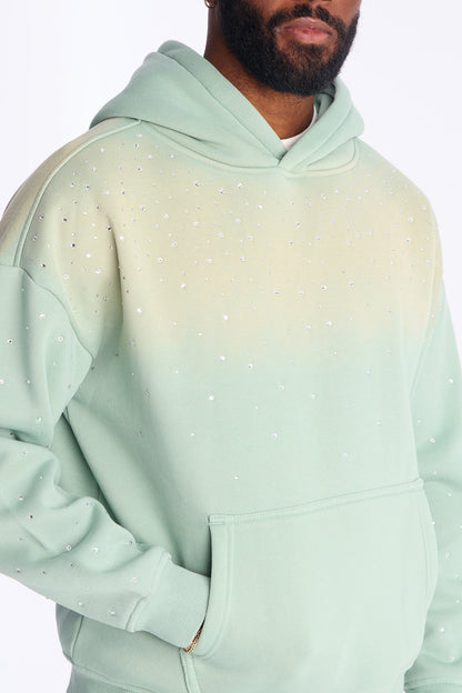 Run Them Rhinestones Oversized Hoodie - Sage - image 3