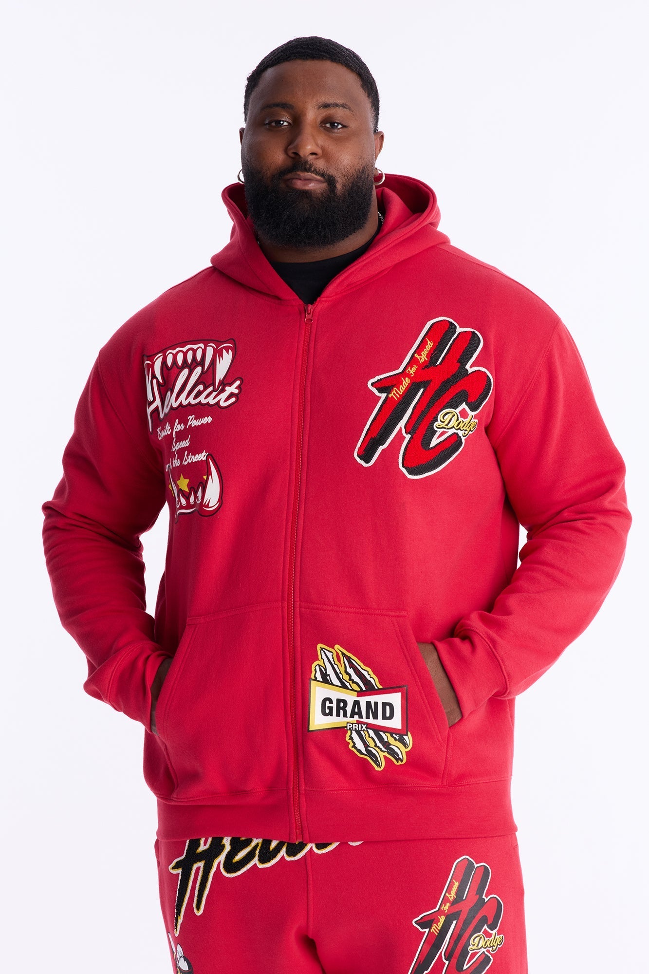 Dodge Hellcat Wild Race Zip Up Hoodie - Red - image 1