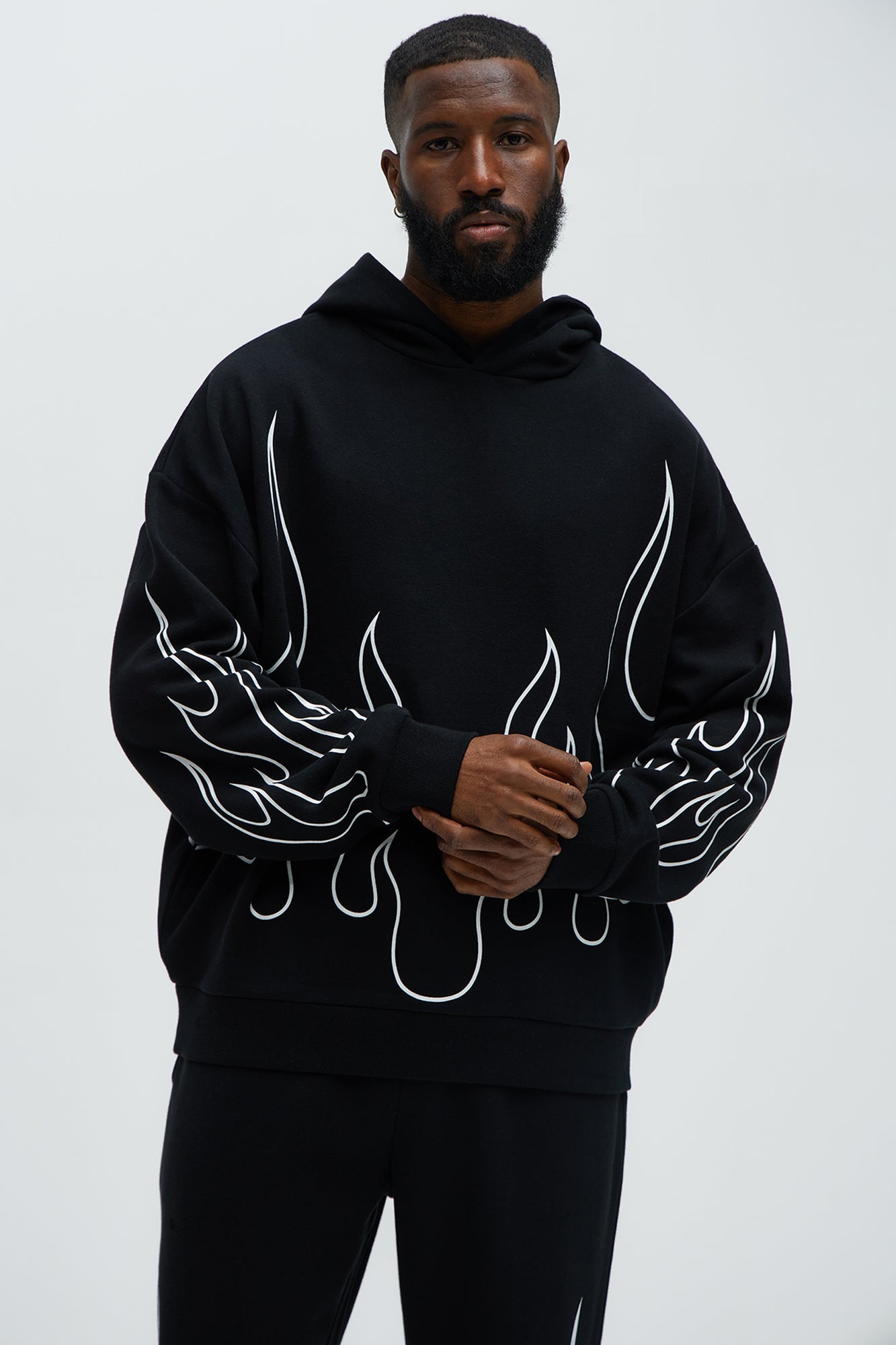 Tyson Chase Flame Oversized Hoodie - Black/combo - image 1