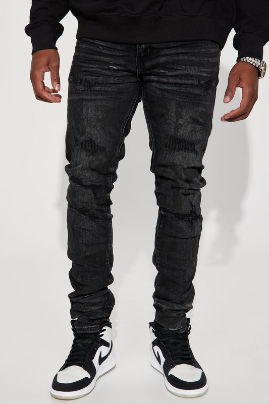 Ask About Me Stacked Skinny Jeans - Black - image 2
