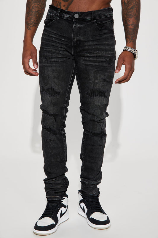 Ask About Me Stacked Skinny Jeans - Black - image 1